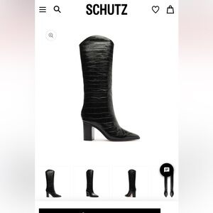 Maryana Block Boot in black croc